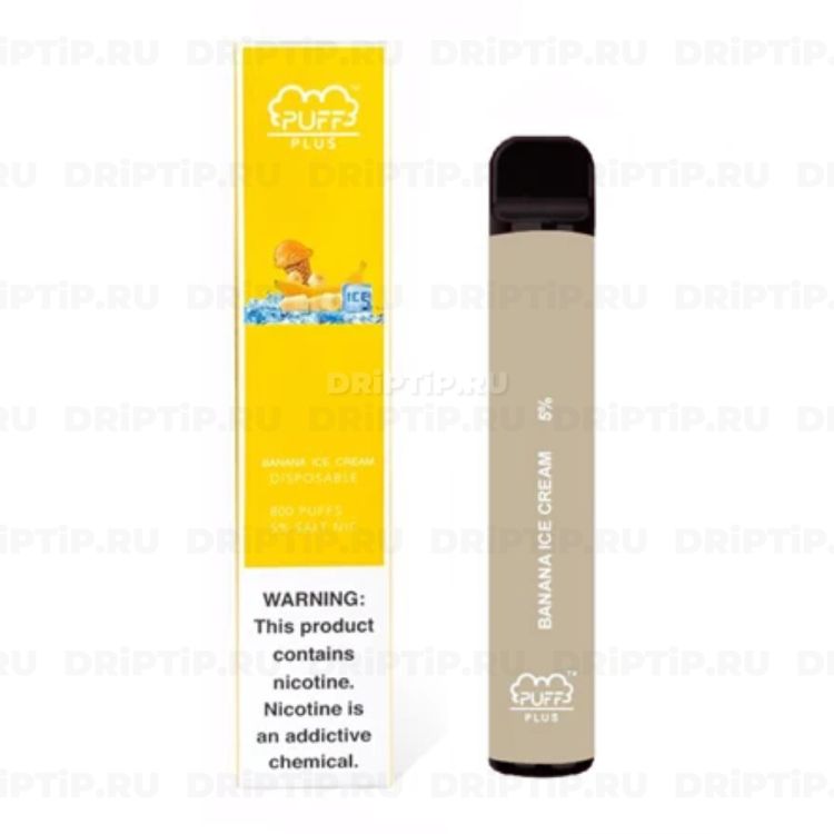 Одноразовая электронная сигарета Puff Bar Plus - Banana Ice Cream